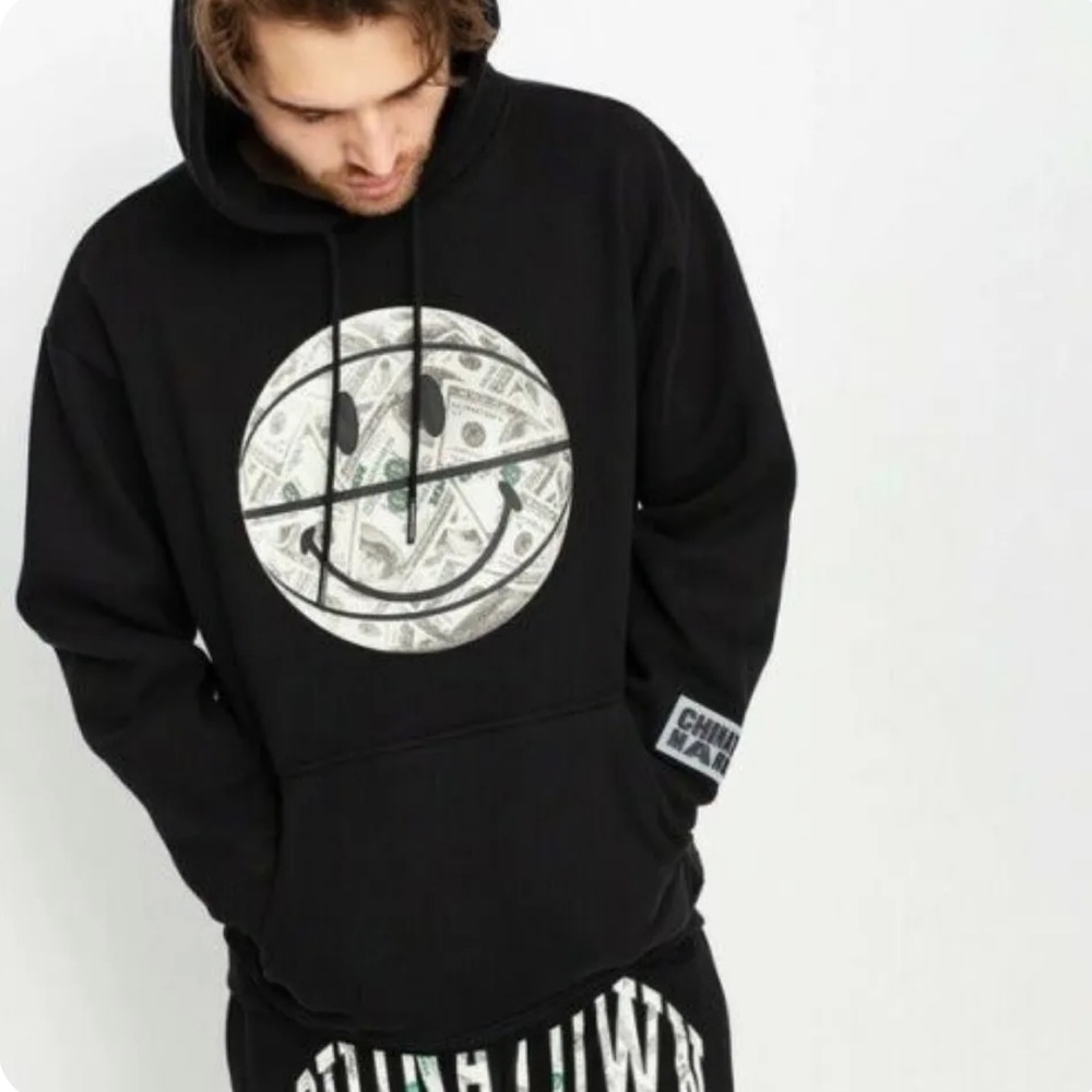 CHINATOWN MARKET Money ball graphic hooded streetwear sweatshirt black men’s new